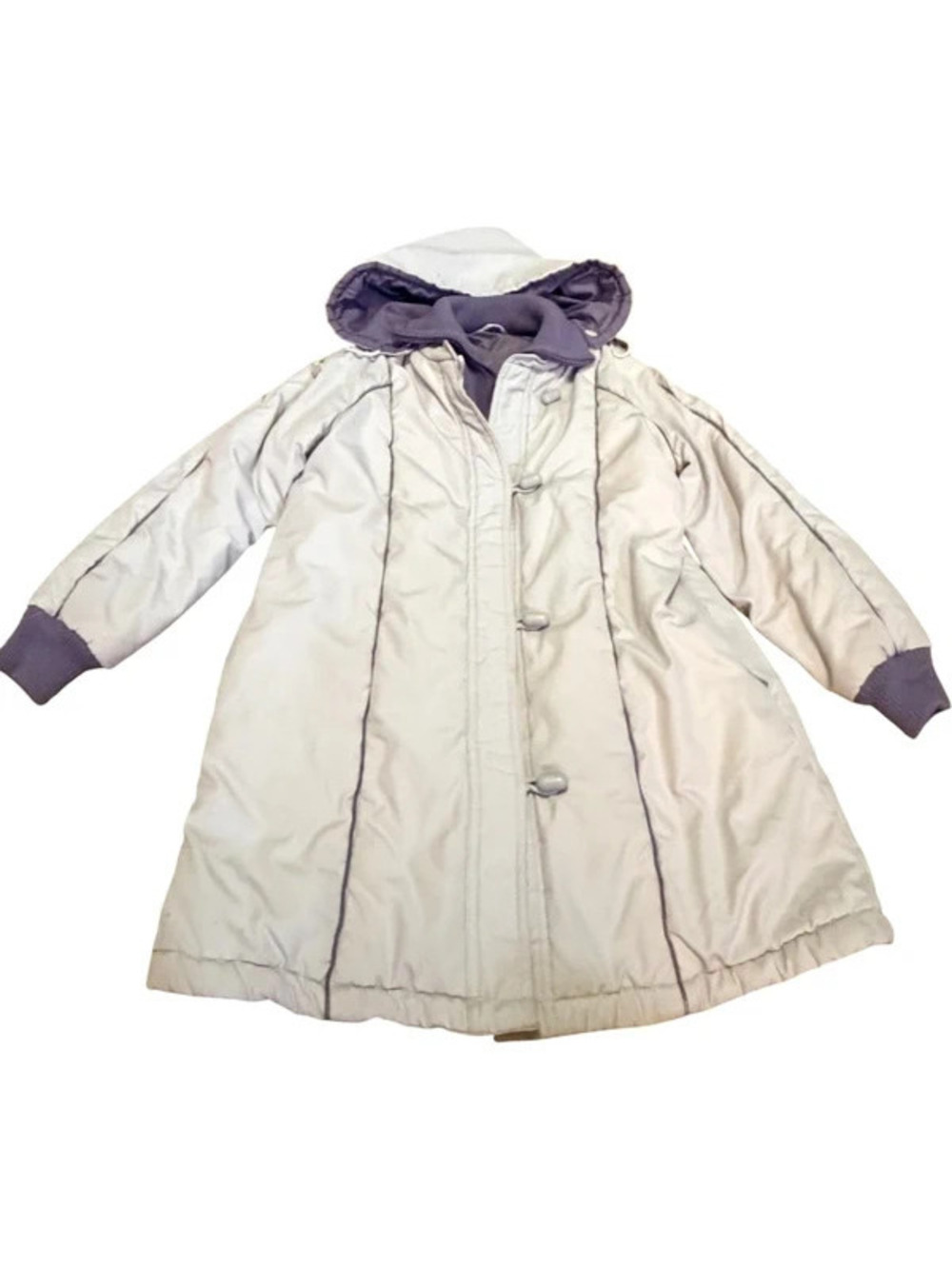 Vintage 1980s Girls Size 10 Lavender Purple Puffer Coat Hooded Winter Jacket